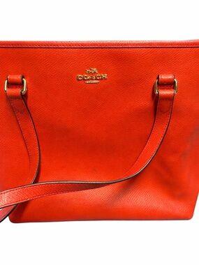 Coach Bright Red Leather Purse with Gold Hardware